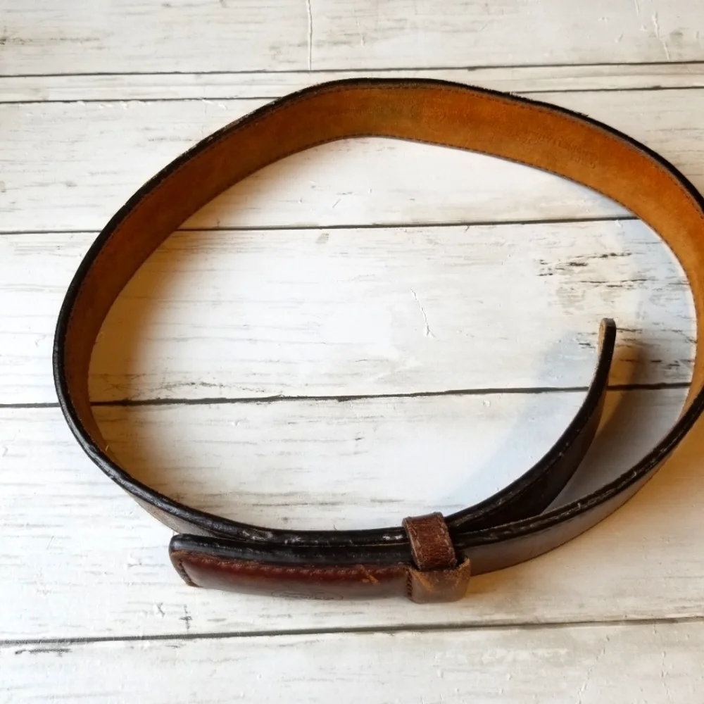 Georgia Boot Logo Brown Genuine Leather Belt